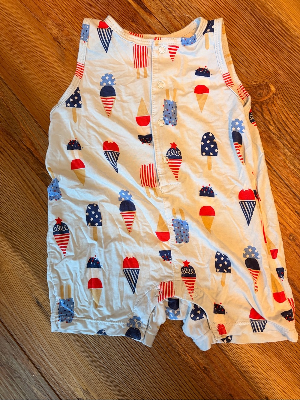 Angel Dear Bamboo size 3-6 mo. Patriotic Ice Cream Print Light blue Baby Romper